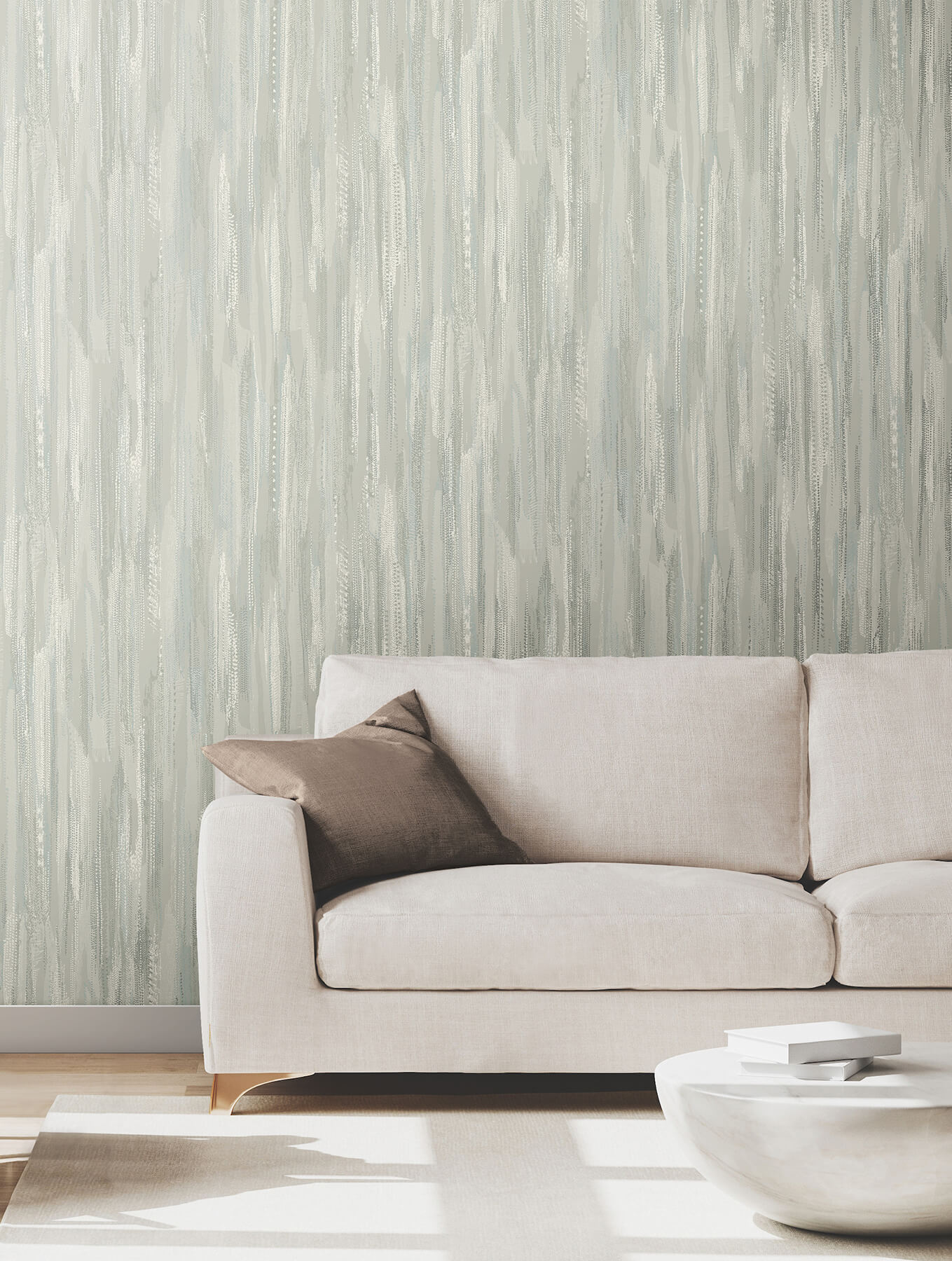 Tribeca Aqua Texture Stripe Wallpaper