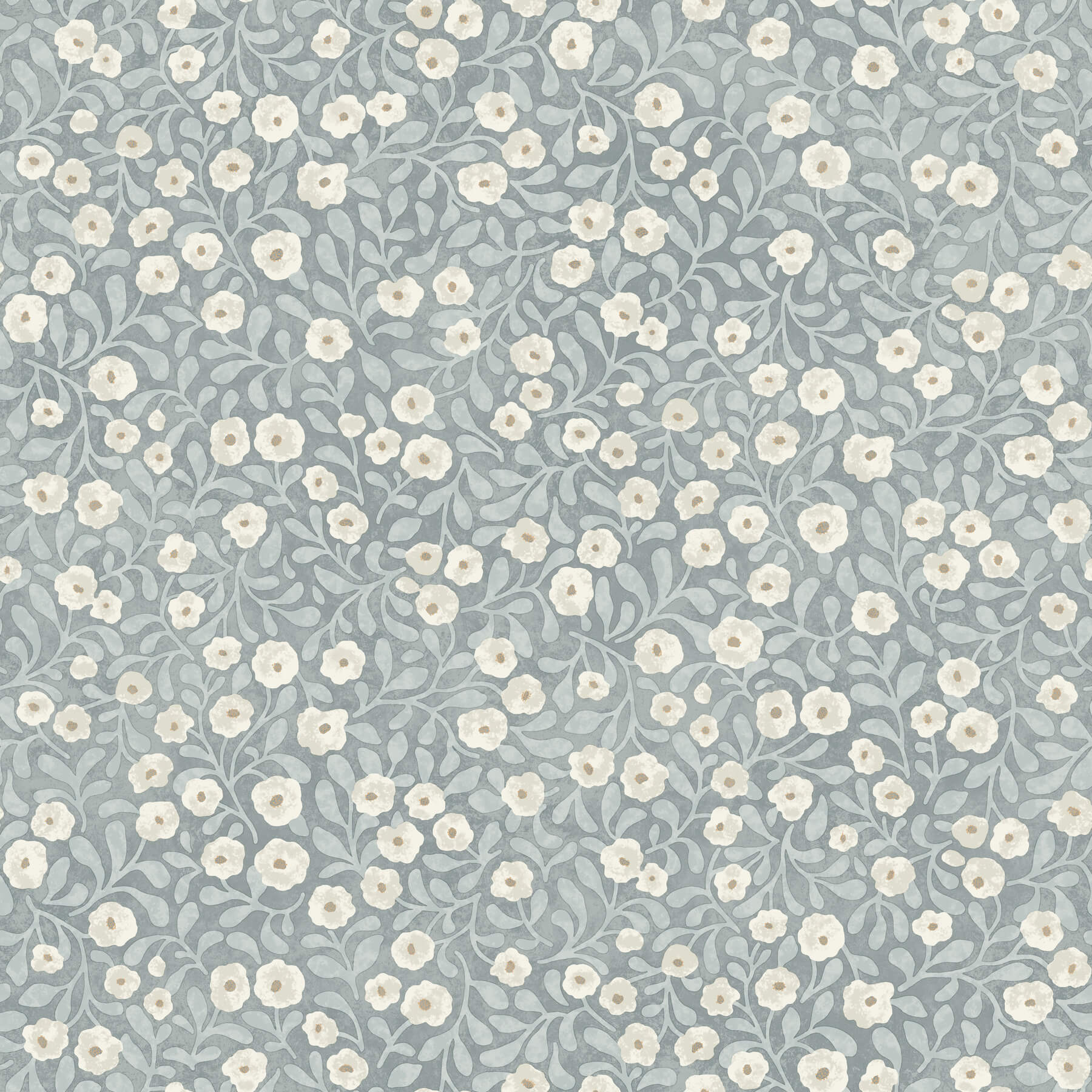 Poppy Trail Light Blue Floral Wallpaper