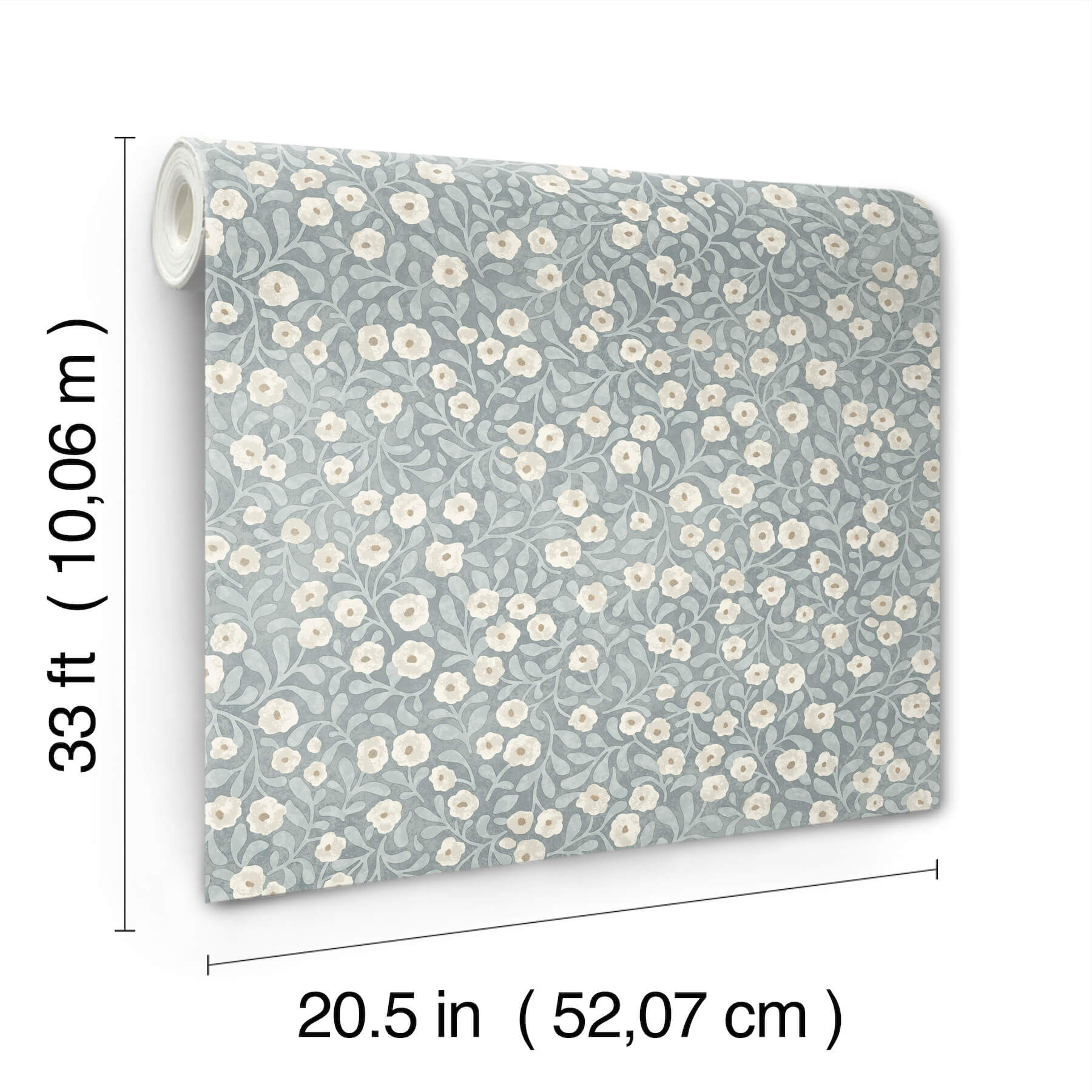 Poppy Trail Light Blue Floral Wallpaper