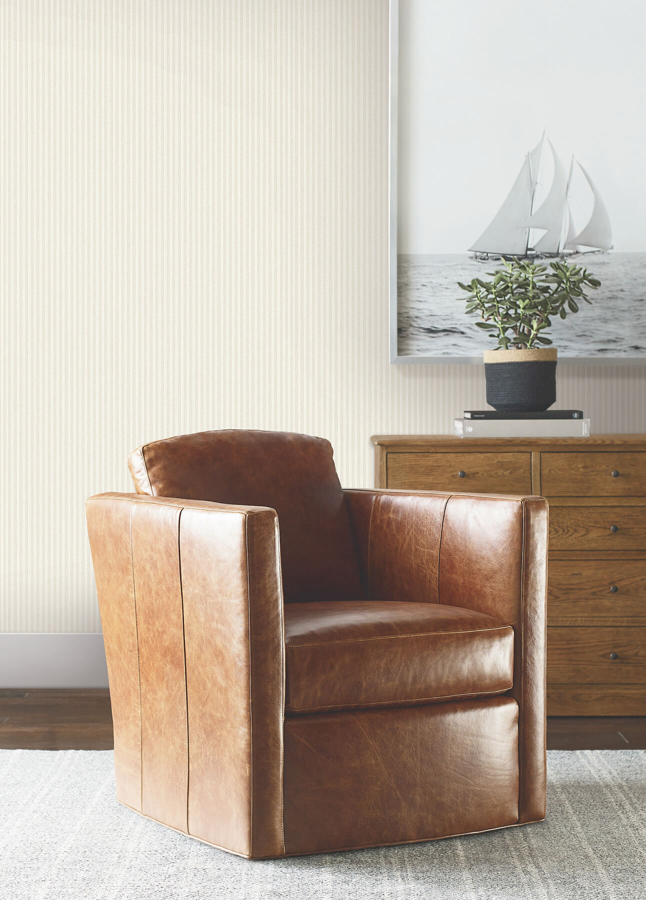 874-ticking-stripe-beige-faux-linen-wallpaper-3.jpg Ticking Stripe Beige Faux Linen Wallpaper