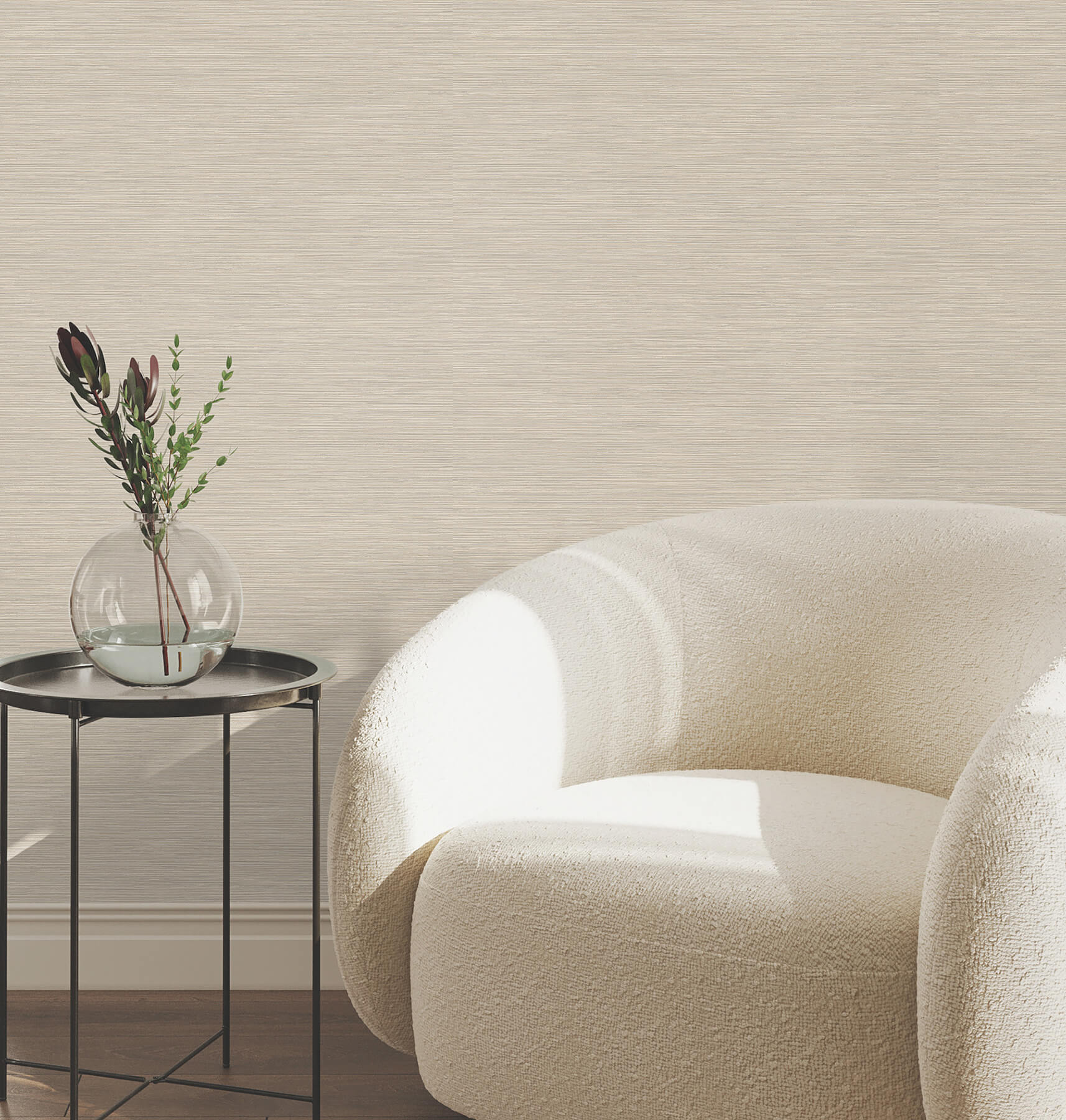 Oasis Neutral Faux Grasscloth Wallpaper