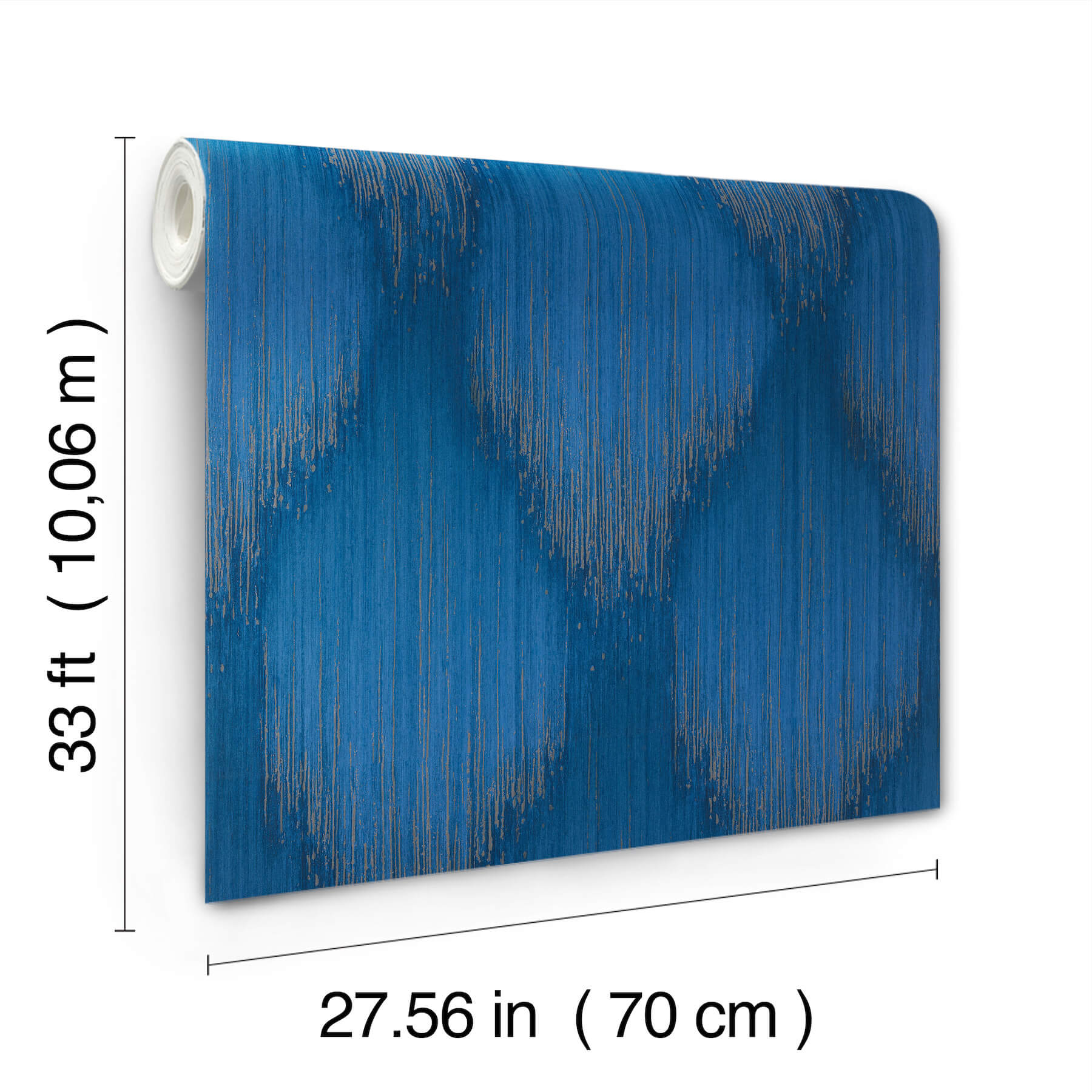 Starfall Sapphire Metallic Ikat Wallpaper