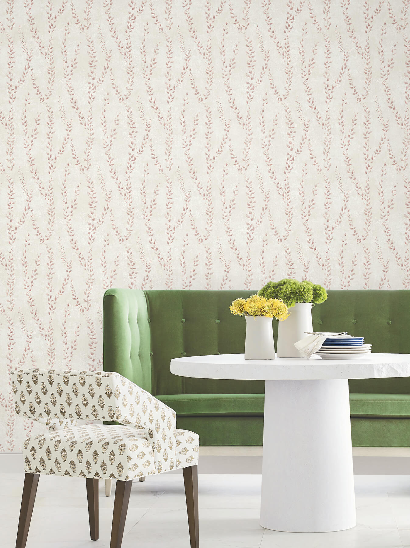 Alpenrose Maroon Vine Wallpaper