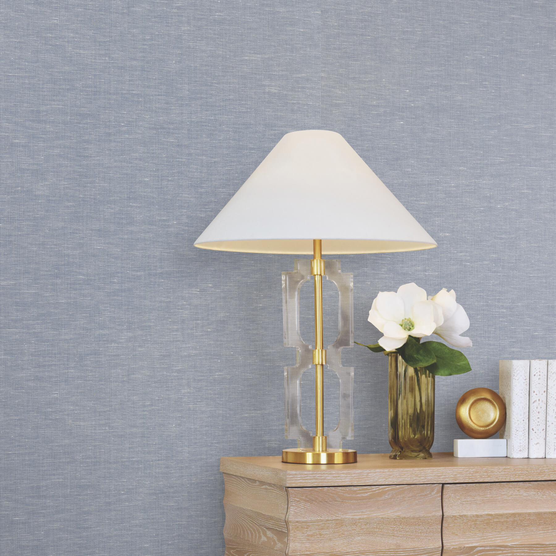 Hempfield Weave Blue Loomed Wallpaper