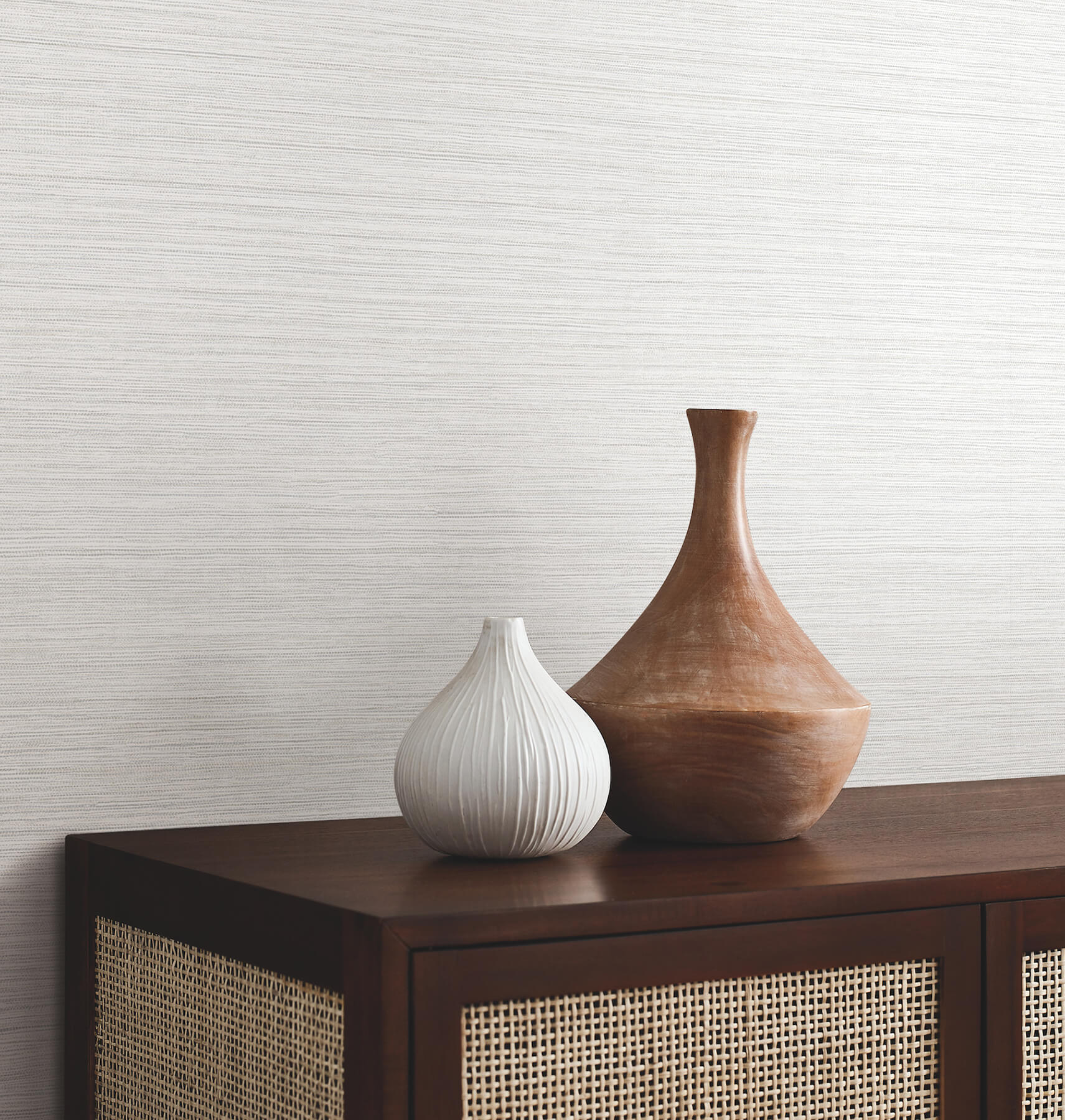 Mystic Off-White Faux Grasscloth Wallpaper