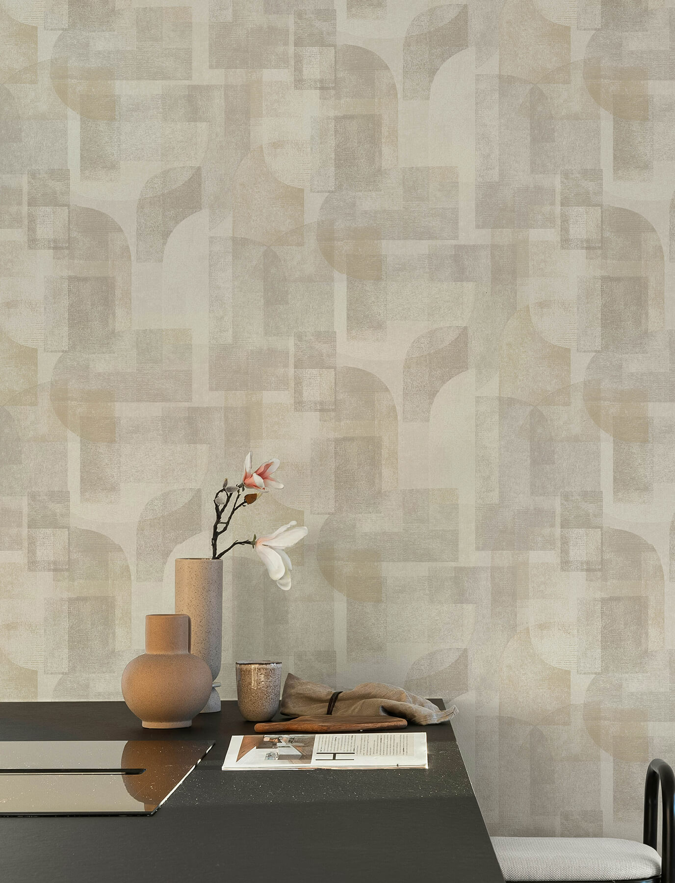 Cassandra Taupe Block Geometric Wallpaper