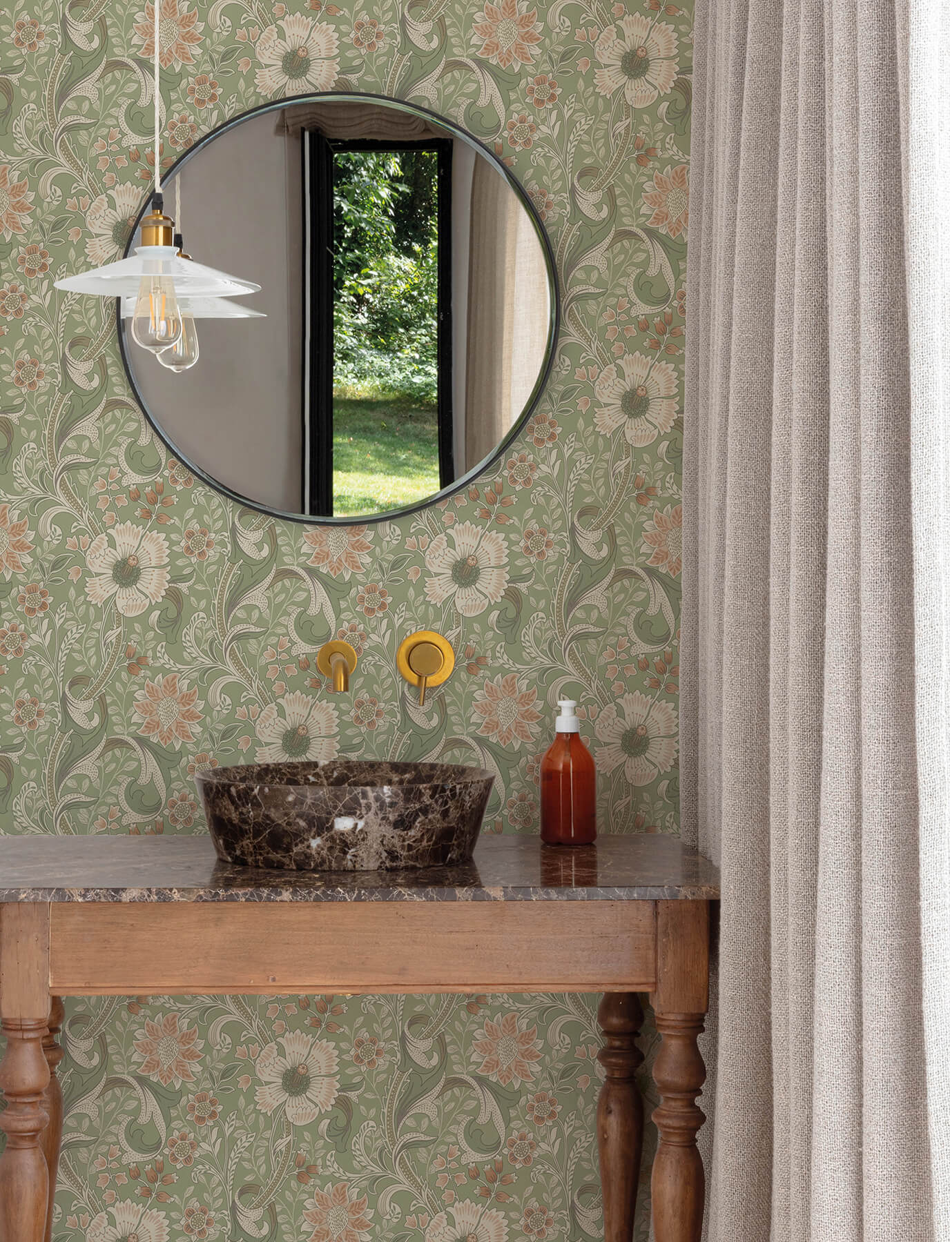 Liora Green Floral Trail Wallpaper