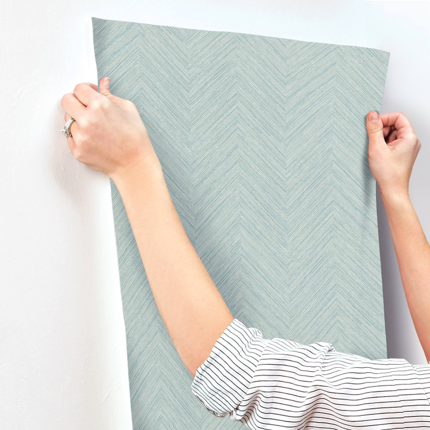 Caladesi Aqua Linen Chevron Wallpaper